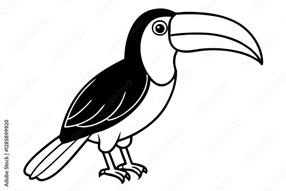 Fototapeta premium Toucan Monoline Drawing