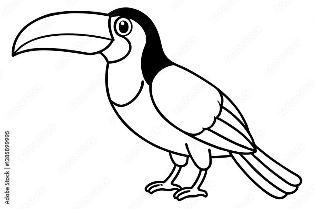 Fototapeta premium Toucan Monoline Drawing