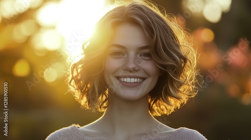 This captivating image showcases the beauty and charm of youth, with the warm colors of the sunset adding a touch of romance and tranquility
