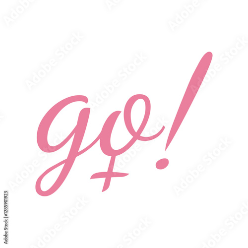 Día internacional de la mujer. Logo con palabra go con letra o como símbolo femenino 