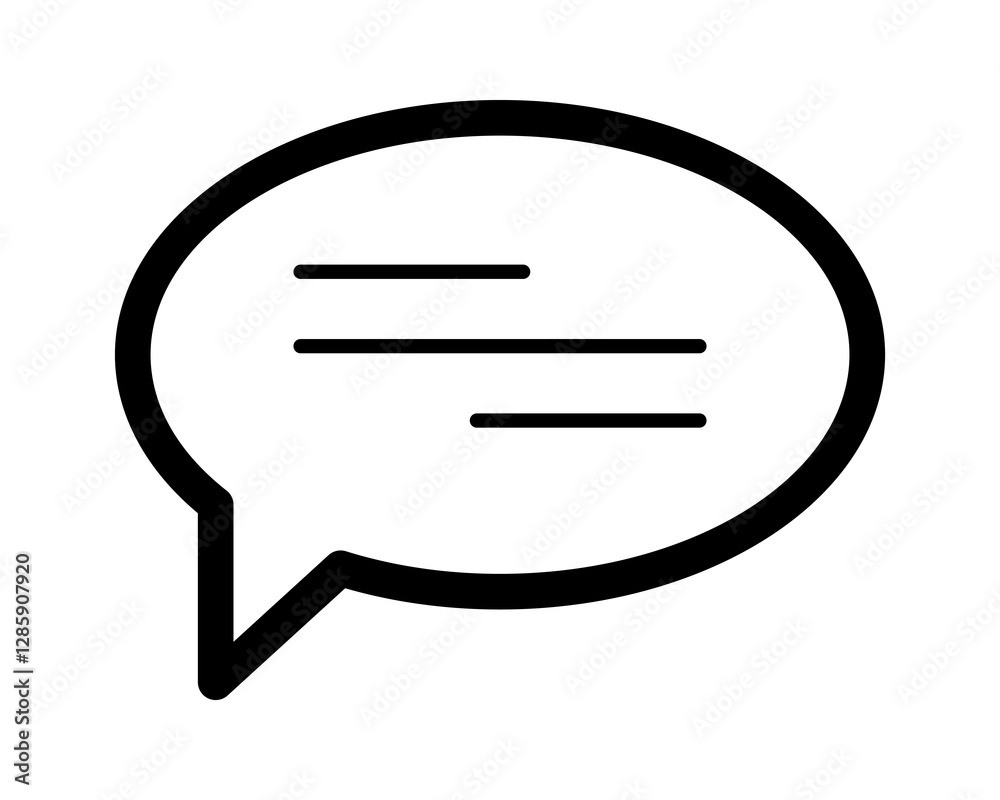 Bold speech bubble icon with text lines. Perfect for websites, apps, and presentations needing a clean, modern communication symbol. Bold speech bubble icon with text lines. Perfect for websites, apps, and presentations needing a clean, modern communication symbol.