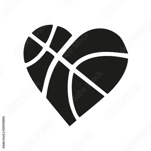 black heart shape with basketball strips