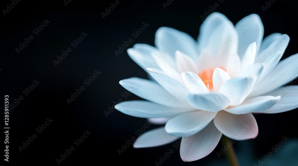 Fototapeta premium Delicate white lotus flower close-up, dark background