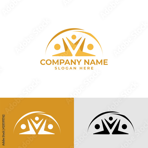 arched people logo. Upward figures suggest progress, ambition, or positive direction. Minimalist vector design ideal for communities, teams, or human resources.