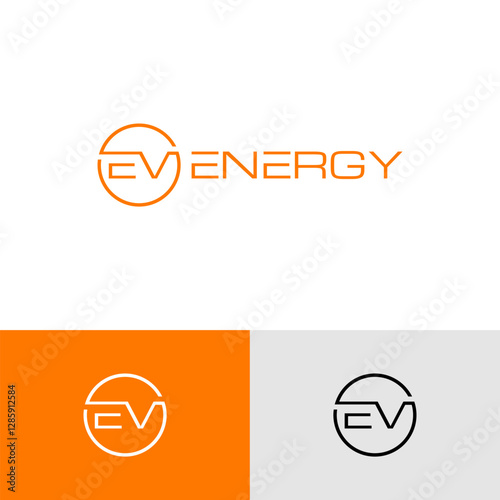 Modern EV logo with circular design. Minimalist and clean, ideal for electric vehicle, energy, or tech brands. Vector format for easy customization.