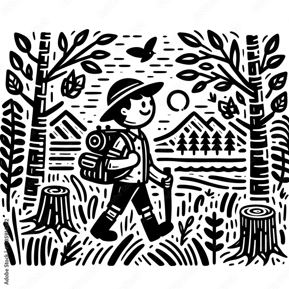 Obraz premium boy in the woods