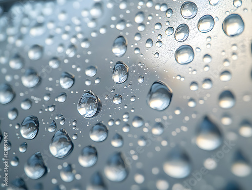 Wallpaper Mural Glistening water droplets form intricate patterns on a reflective surface, capturing light beautifully Torontodigital.ca