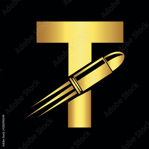 Bullet Logo combine with letter T vector template photo