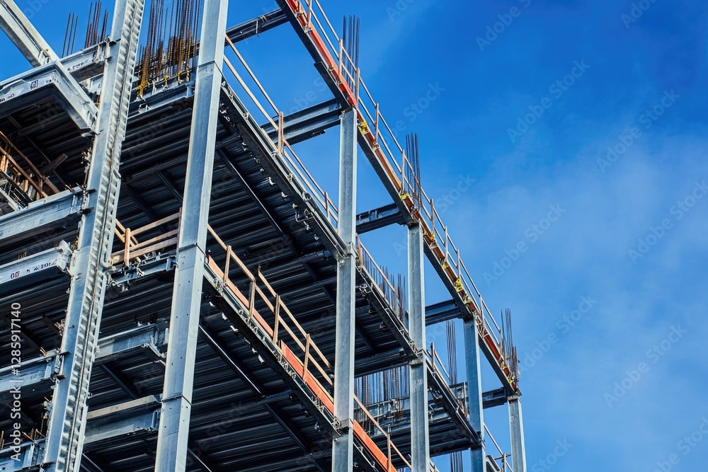 A tall building with a clock on its roof, suitable for use in urban landscapes or architecture scenes A tall building with a clock on its roof, suitable for use in urban landscapes or architecture scenes