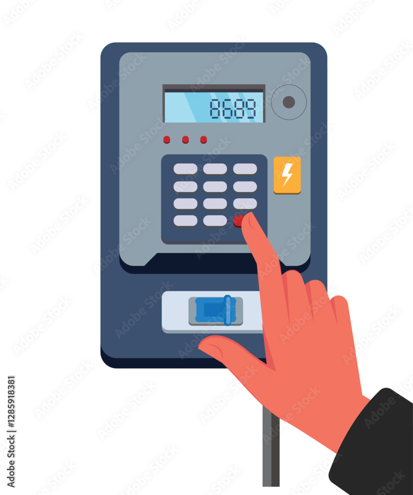 hand insert code to top up electricity house stock illustration hand insert code to top up electricity house stock illustration