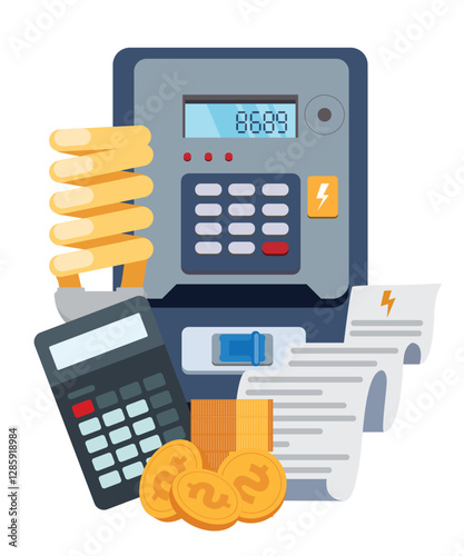 Paying utility and electricity bills online stock illustration