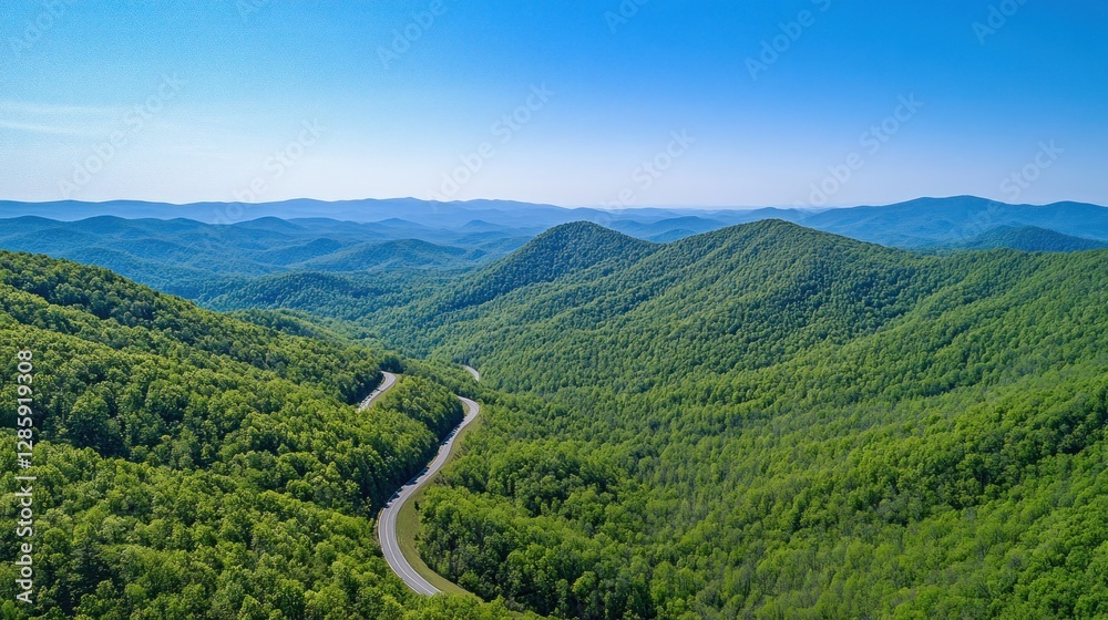 Fototapeta premium Majestic Mountain Road Winding Through Lush Green Landscape