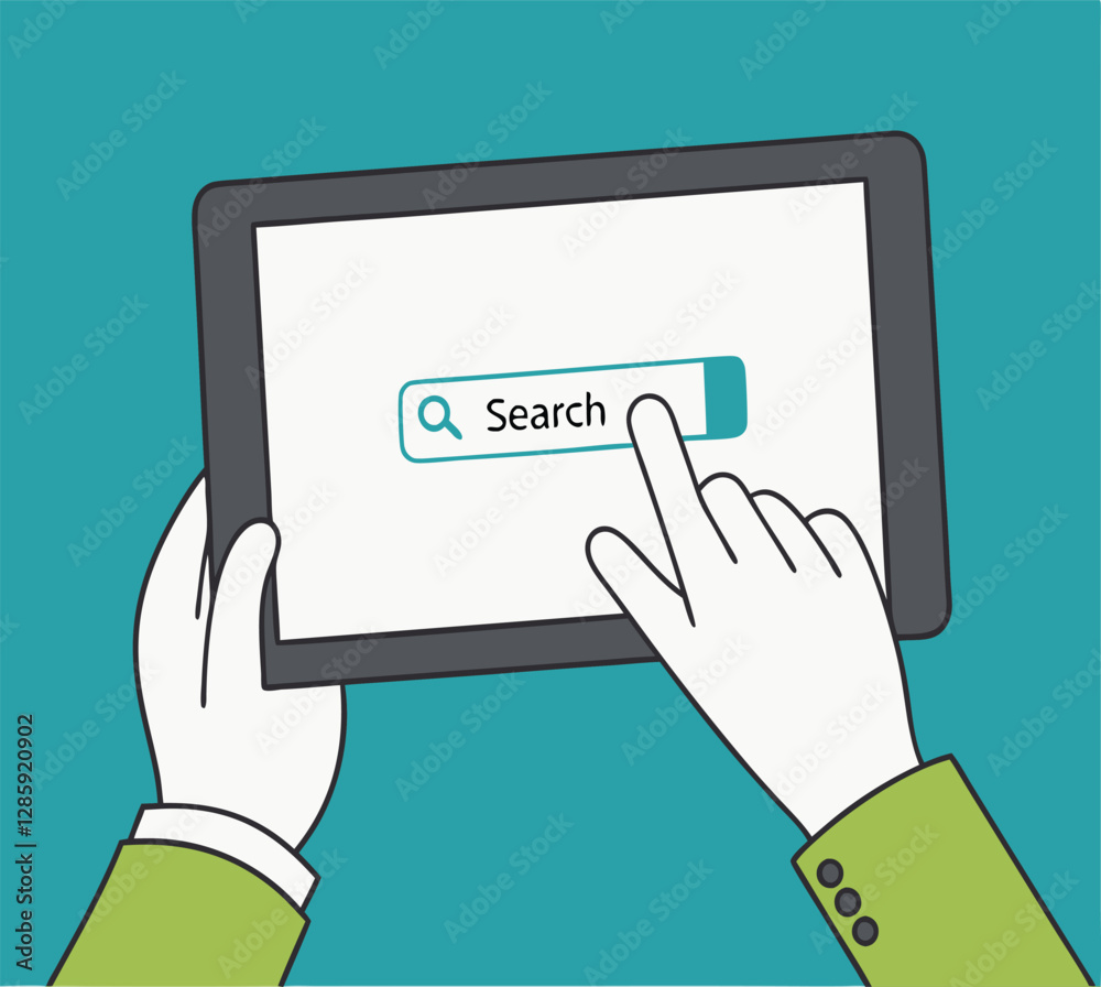 Browser on the tablet screen. A tablet in the Browser on the tablet screen. A tablet in the