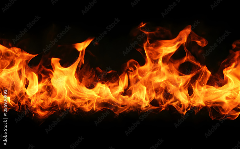 Fire flames isolated on a black background Fire flames isolated on a black background