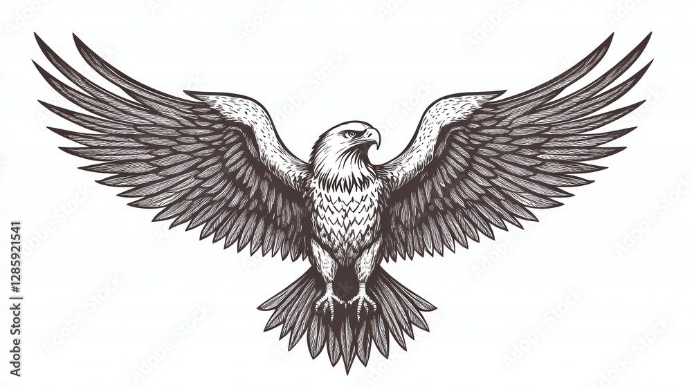 Obraz premium Vintage Eagle in Flight, artistic graphic