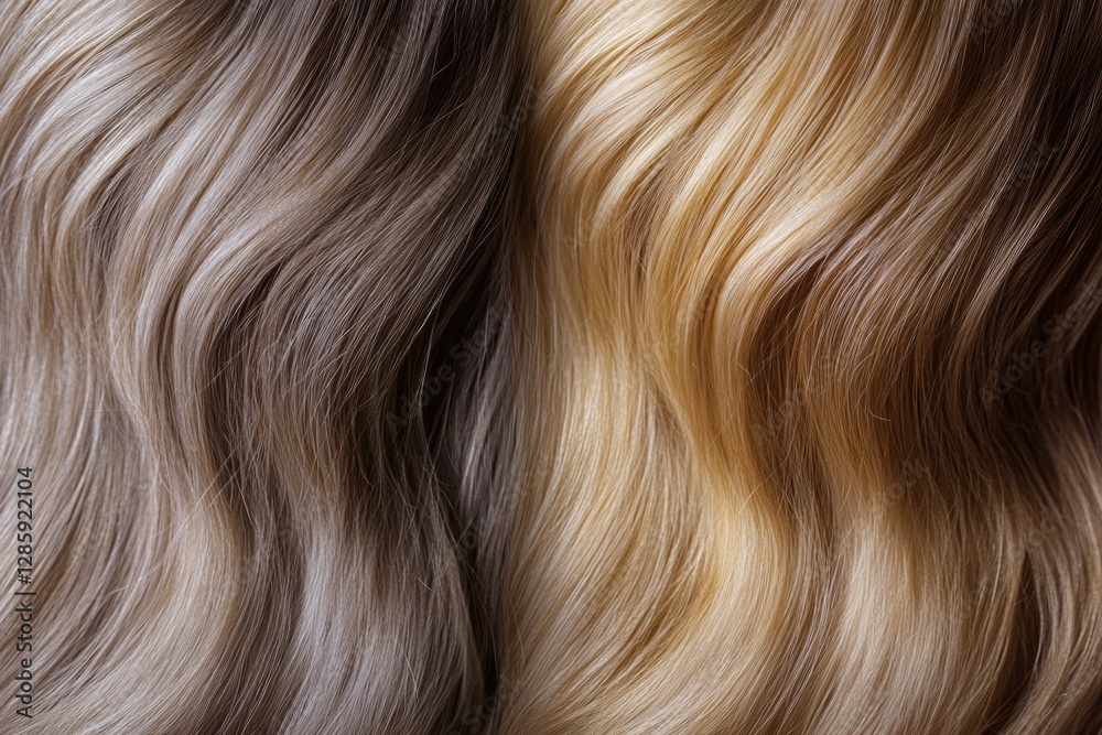 Fototapeta premium A close-up shot of two different colored hairs