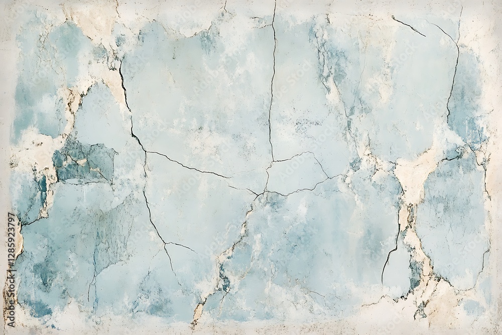 Obraz premium Cracked light blue painted wall texture.