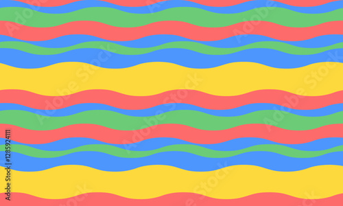 Abstract background with wavy stripes in vibrant colors, creating a rippled, liquid effect. Smooth curves and textured lines add elegance, vitality, and creativity. Ideal for wallpaper or textile.