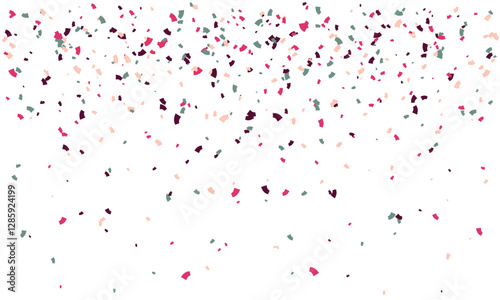 Faling confetti for festival background, birthday party invitation, carnival celebrate, glamour concert. Shiny colourful flying particle. Magic mosaic effect, romantic ceremony vibrant ornament.