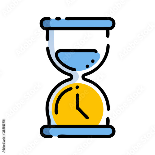 Colorful hourglass depicting time passing, symbolism of urgency