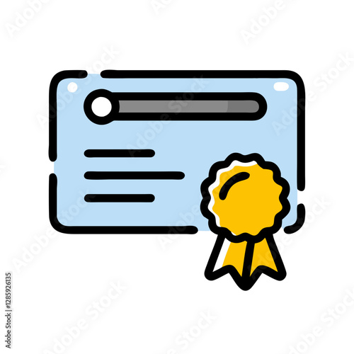 Certificate with golden ribbon symbolizing achievement, success