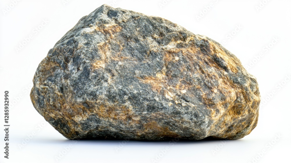 Obraz premium A large rock sits atop a white surface, perfect for use as a decorative element or in a still life composition
