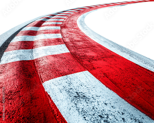 Red and White Checkered Racing Track Curve on Transparent Background