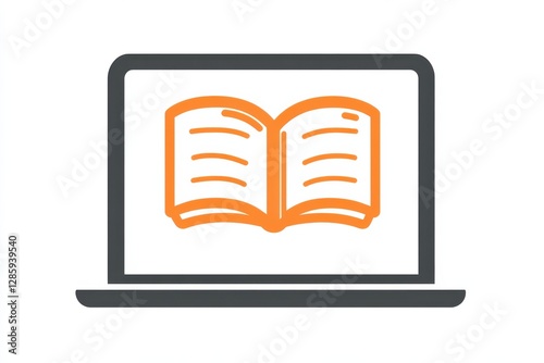 Open Book Icon on Laptop Screen Representing Digital Learning