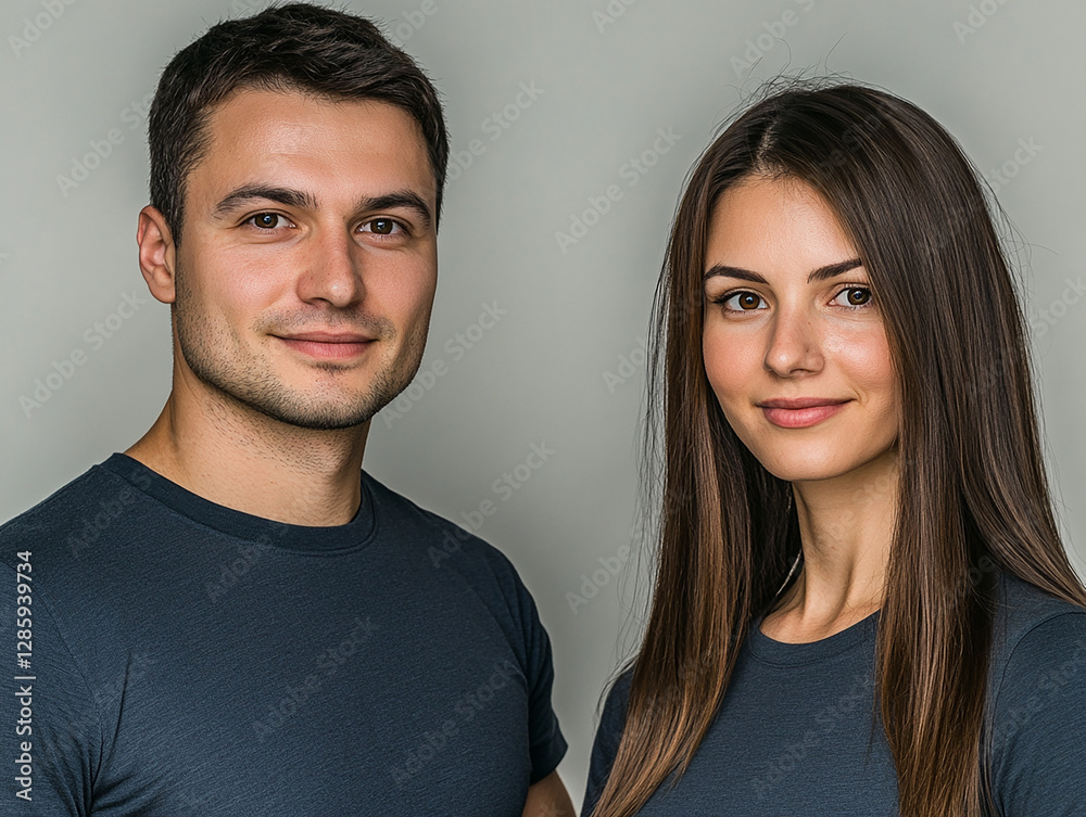 A couple hugging each other on a white background A couple hugging each other on a white background