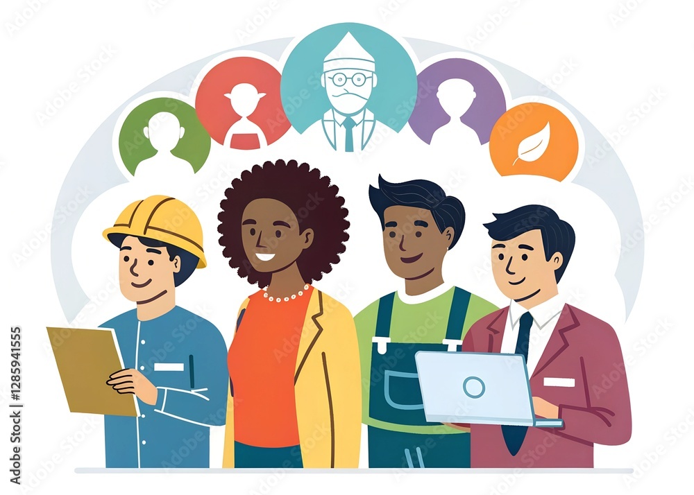 An icon with multiple vector people of different backgrounds An icon with multiple vector people of different backgrounds
