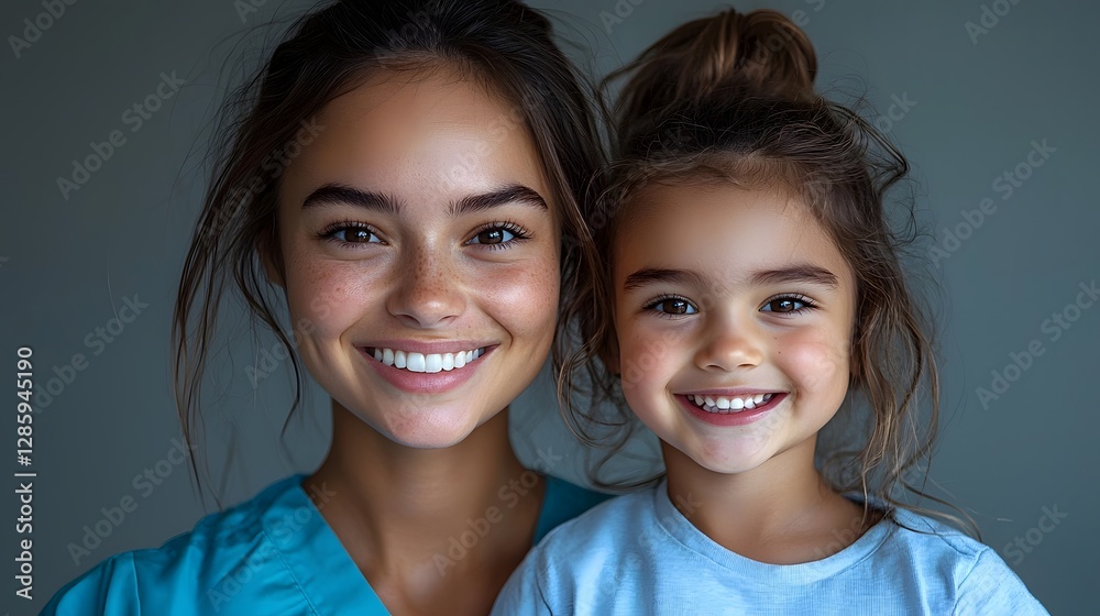 Caring Childcare Worker Gently Holding Smiling Toddler with Warm Trusting Expression on Minimalist White Backdrop Caring Childcare Worker Gently Holding Smiling Toddler with Warm Trusting Expression on Minimalist White Backdrop