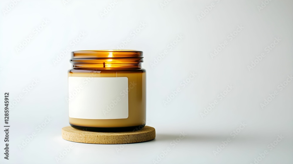 Elegant soy candle with a blank label for customization Elegant soy candle with a blank label for customization