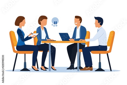 A group of people are sitting around a table, some of them are smiling