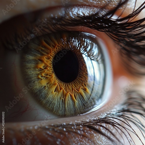 A detailed view of an eye with lengthy lashes, ideal for use in beauty or editorial contexts