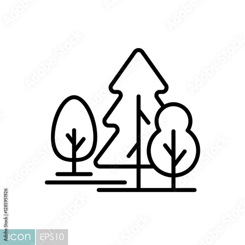 Deciduous and conifer forest vector icon