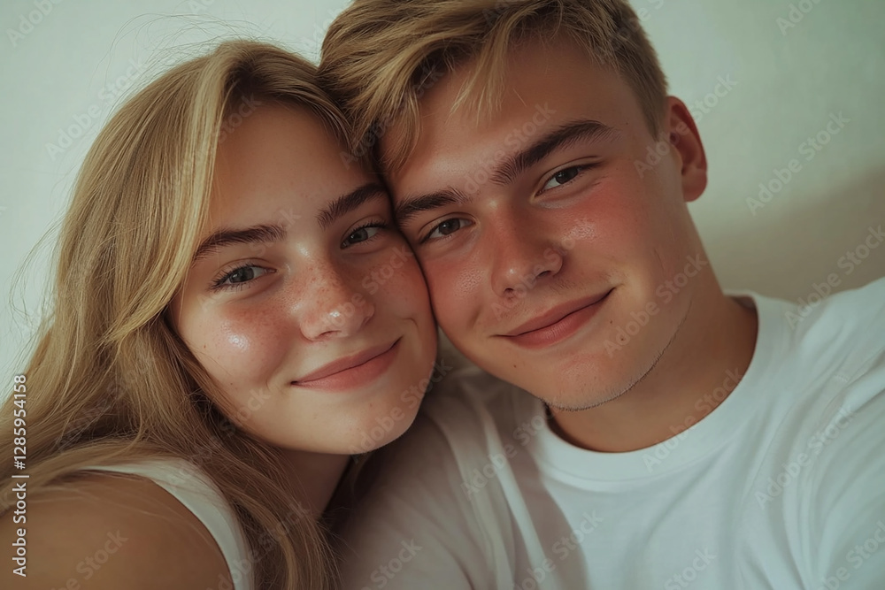 A couple hugging each other on a white background A couple hugging each other on a white background