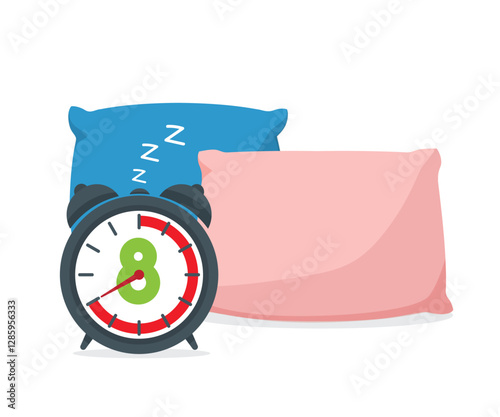 8 hours sleep icon illustration.  Sleeping time sign. Healthy lifestyle stock illustration