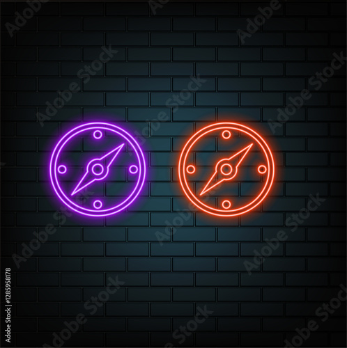 Neon map pin icon. Glowing neon marker sign. neon glowing Location pin, GPS navigator geotag locator mark of map, futuristic technology