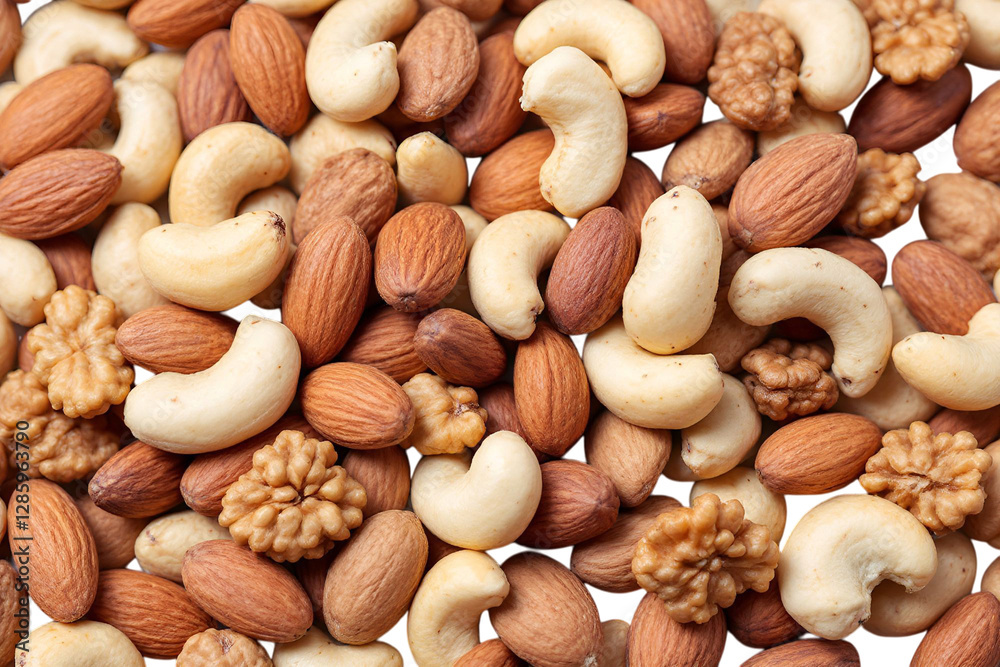 Pile of Mixed Nuts on White Background Pile of Mixed Nuts on White Background