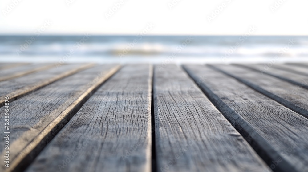 A close-up shot of a wooden floor near the ocean, suitable for use in coastal-themed designs and projects A close-up shot of a wooden floor near the ocean, suitable for use in coastal-themed designs and projects