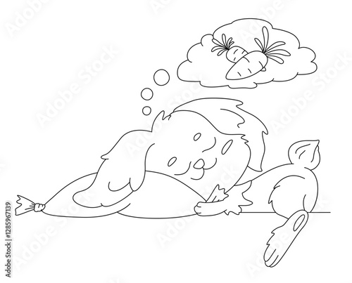 Sleeping bunny and carrot dream