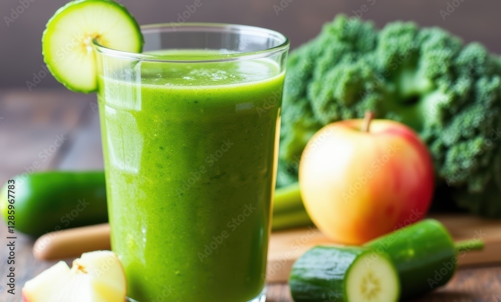 Refreshing green smoothie with ingredients Refreshing green smoothie with ingredients