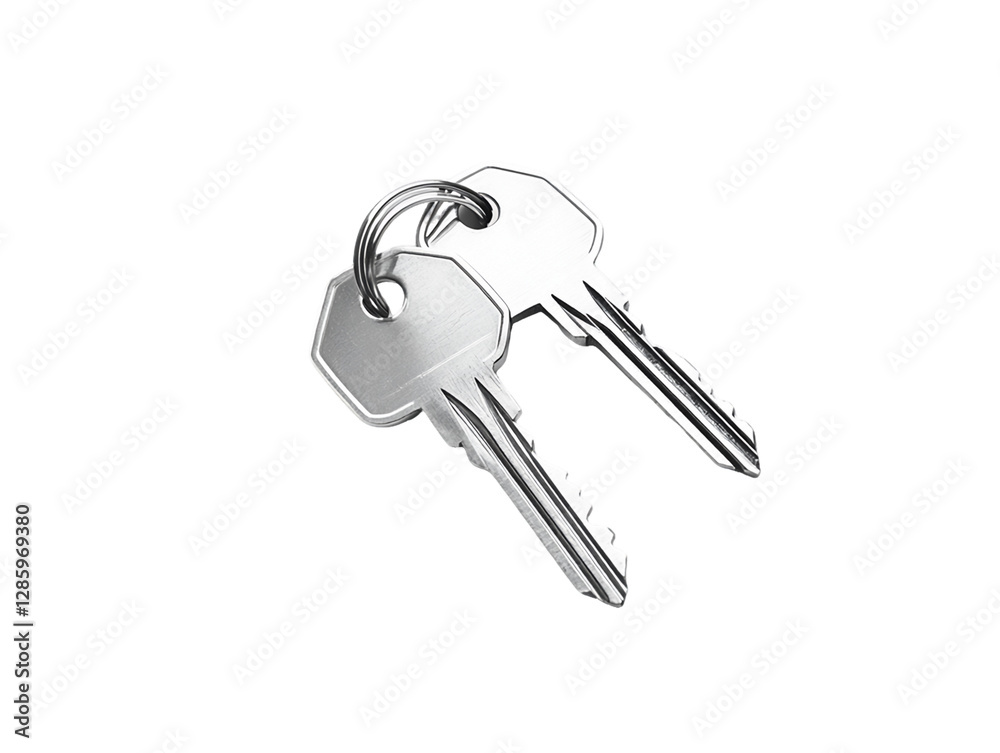 Two Silver Keys On Key Ring With Transparent Background Two Silver Keys On Key Ring With Transparent Background