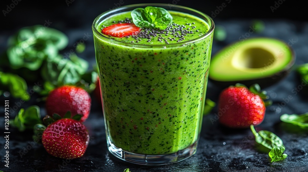 Green Smoothie with Strawberries, Avocado, and Spinach Green Smoothie with Strawberries, Avocado, and Spinach