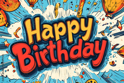 Happy Birthday Celebration with Confetti and Balloons