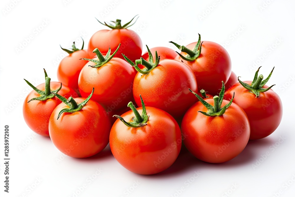 Fresh tomatoes clustered on white background Fresh tomatoes clustered on white background