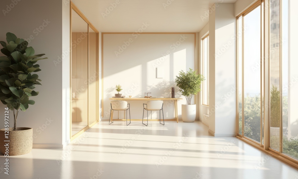 Modern airy workspace with natural light Modern airy workspace with natural light