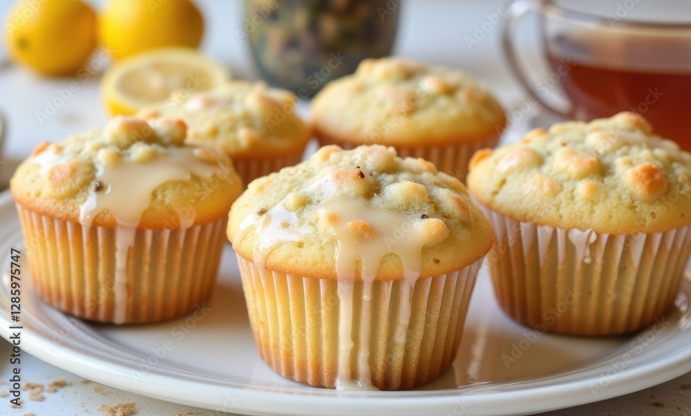 Delicious lemon muffins with glaze Delicious lemon muffins with glaze