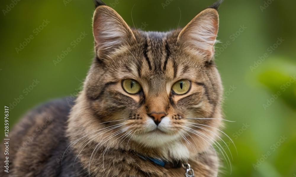 Close-up Portrait of a Majestic Tabby Cat with Intense Gaze and Striking Features Close-up Portrait of a Majestic Tabby Cat with Intense Gaze and Striking Features
