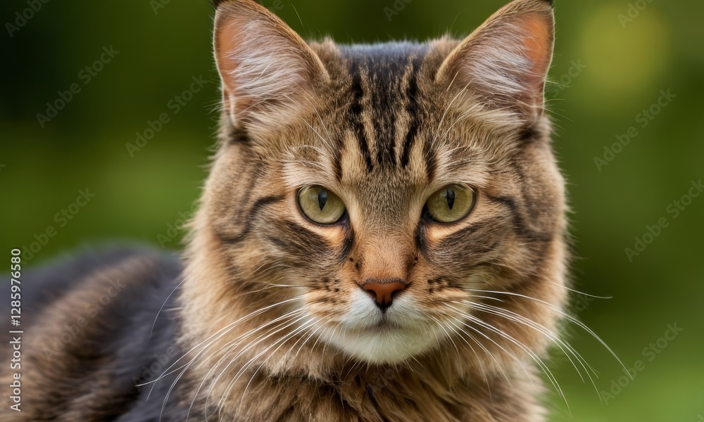 Closeup Portrait of a Majestic Longhaired Tabby Cat Closeup Portrait of a Majestic Longhaired Tabby Cat